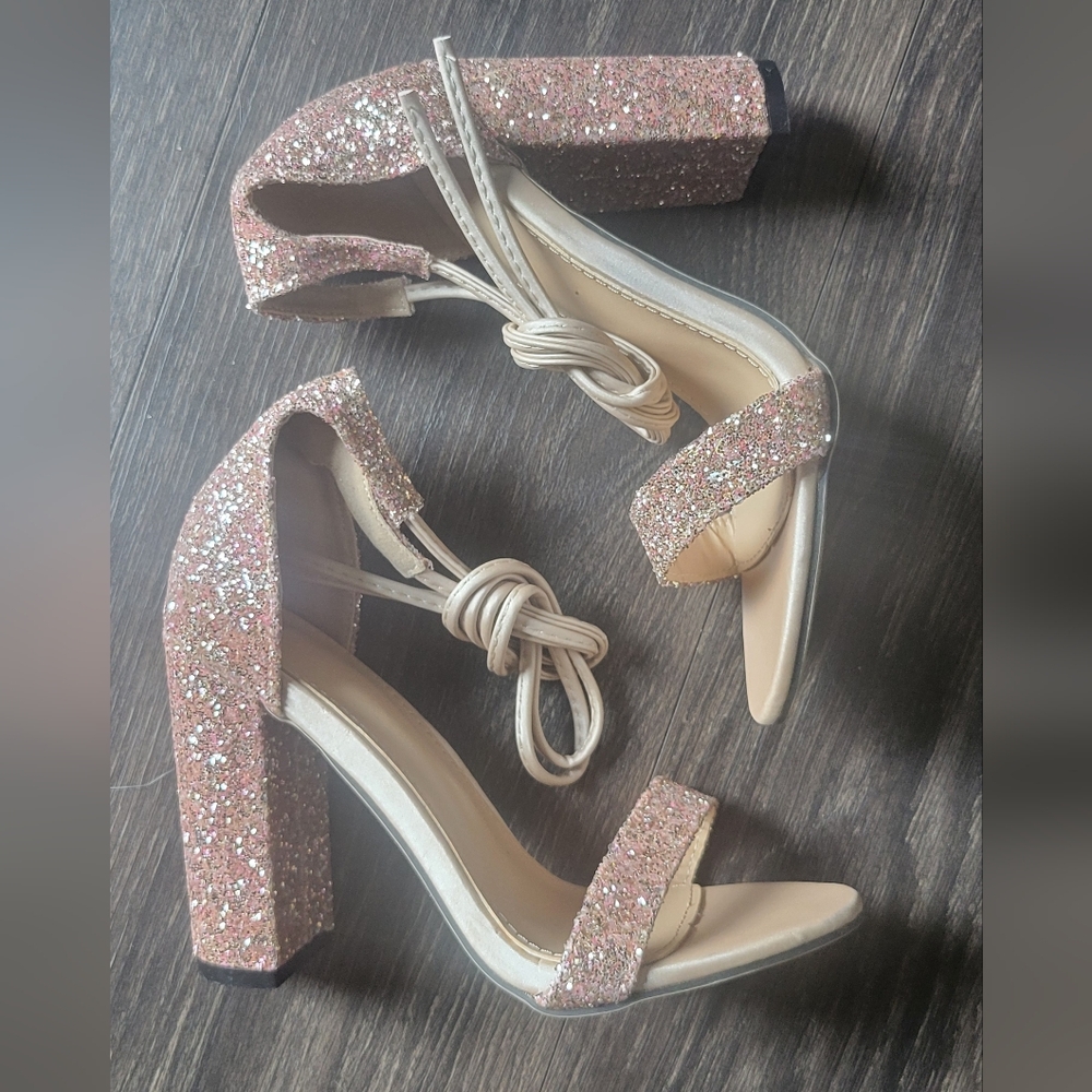 SHEIN Pink Glitter Heels - Picture 5 of 6